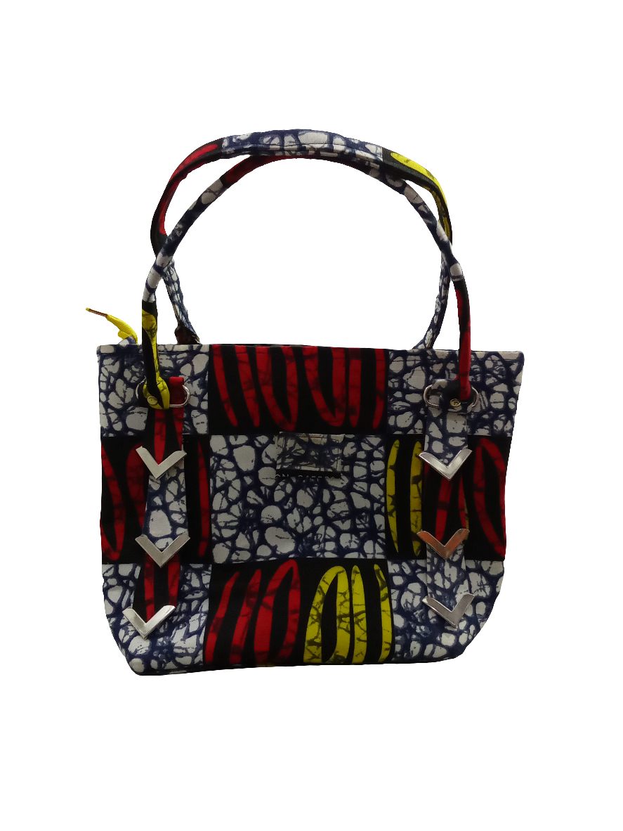 Ankara Madam Hand Bag, Red, White and Yellow | BST9a