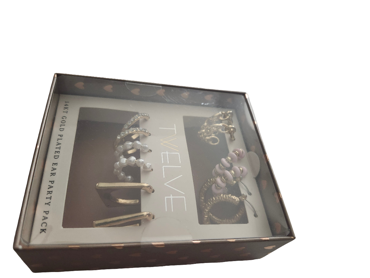 14KT Gold Plated Women's Party Earring Collection, 6 Pairs | 2BLTN128XA