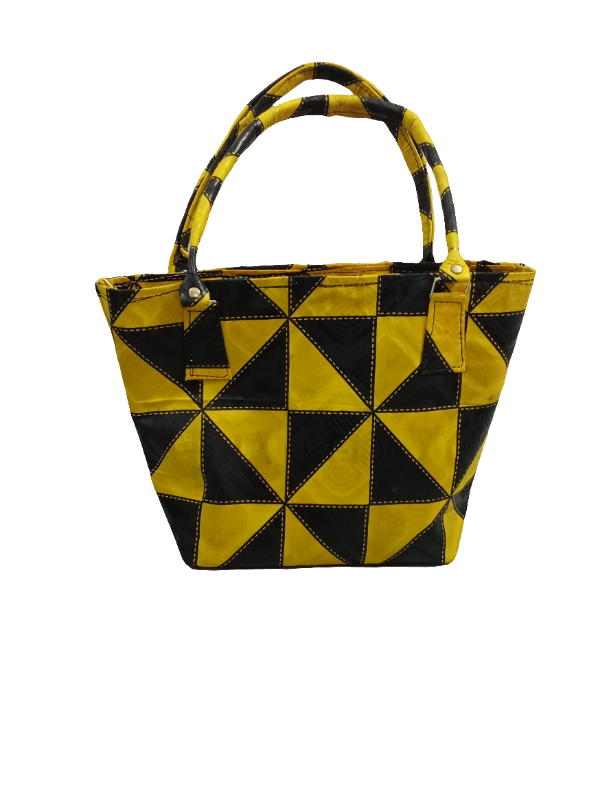 Ankara Madam Hand Bag, Yellow and Black | BST6a