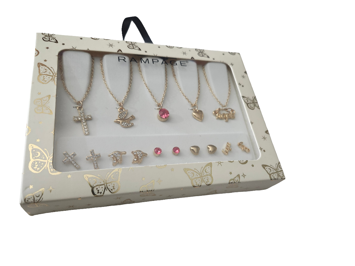 Rampage Mixed Stones Necklace and Earring Gift Set Multipack, 5 Pack | 2BLTN128XA