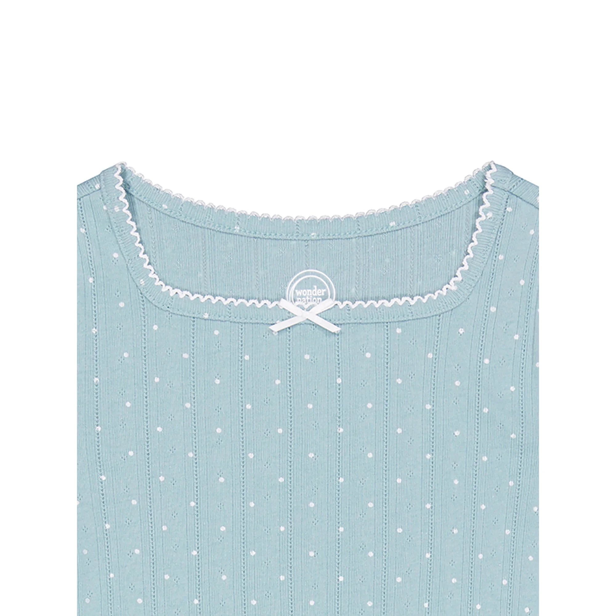 Wonder Nation Girls Short Sleeve Pointelle Trim Shirt | WTWL1009XA