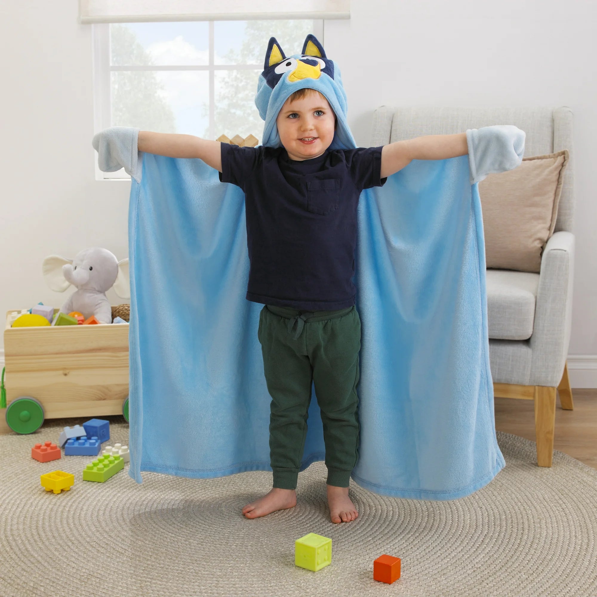 NoJo Bluey Hooded Toddler Blanket, Blue, Toddler Boy or Girl | WTWL913XA