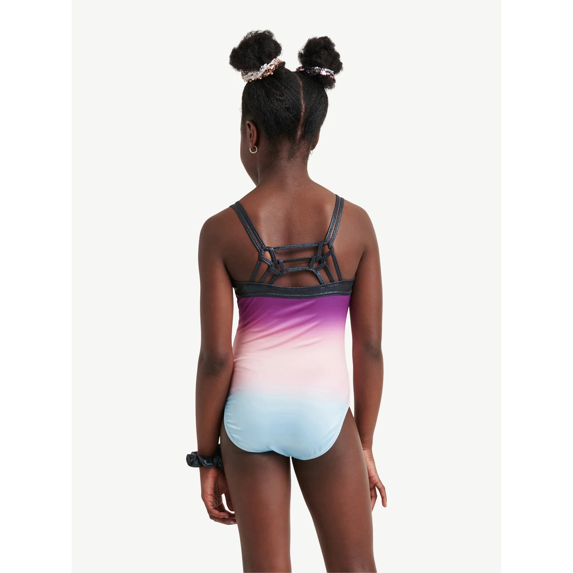 Justice Girls Ombre Macrame Back Dance and Gymnastics Leotard with Scrunchie,  |  WTWL1036XA