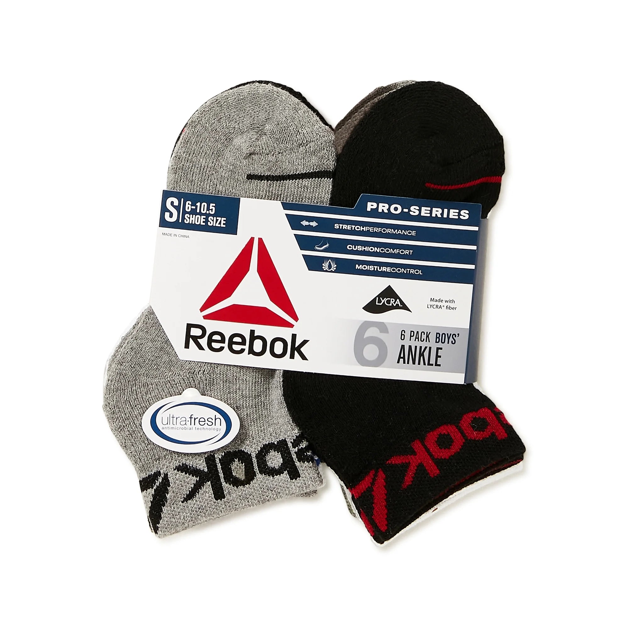 Reebok Kids Boy's Pro Series Cushion Ankle Socks, 6 Pack |  WTWL1016XA