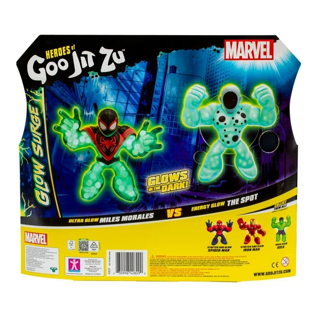 Heroes of Goo Jit Zu Marvel GLOW SURGE Miles Morales Versus Energy Glow The Spot, Ages 4+ | WTWL693XA