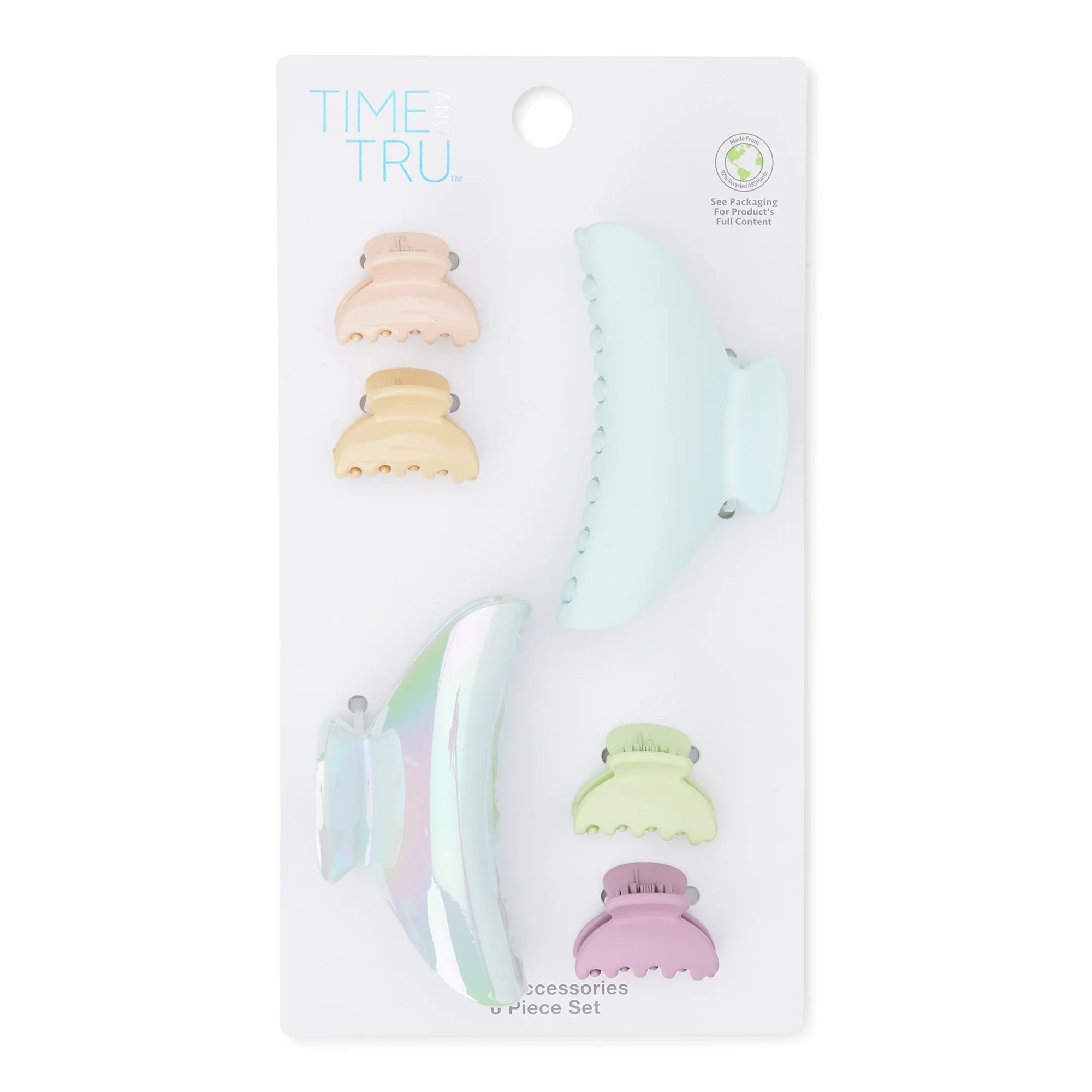 Time and Tru Women's Hair Claw Clip 6-Pack Set Brown Black |  WTWL856XA
