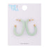 Time and Tru Goldtone Women's Acrylic Green Marble J Hoop Earrings  | WTWL1108XA
