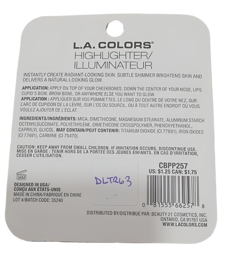 LA Colors Shimmer Highlighter, Shimmer Finish (Glow Time CBPP257) | DLTR63