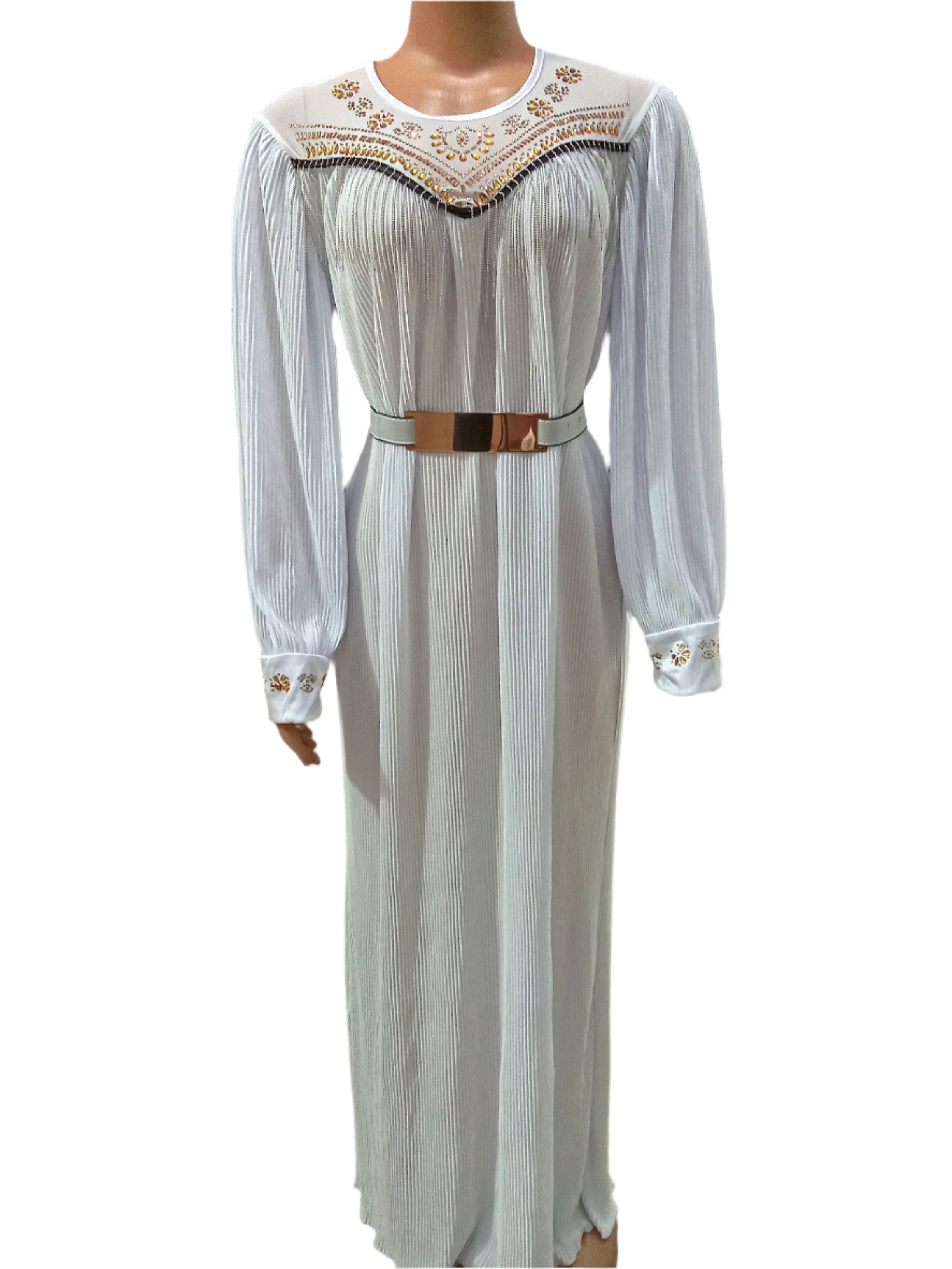 Beautiful Classic Long Gown (Dress) for Ladies XL, White | GBN3b