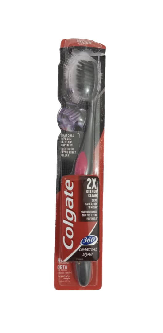 Colgate 2x Deeper Clean Charcoal Sivah Toothbrush, Pink | EVG48a