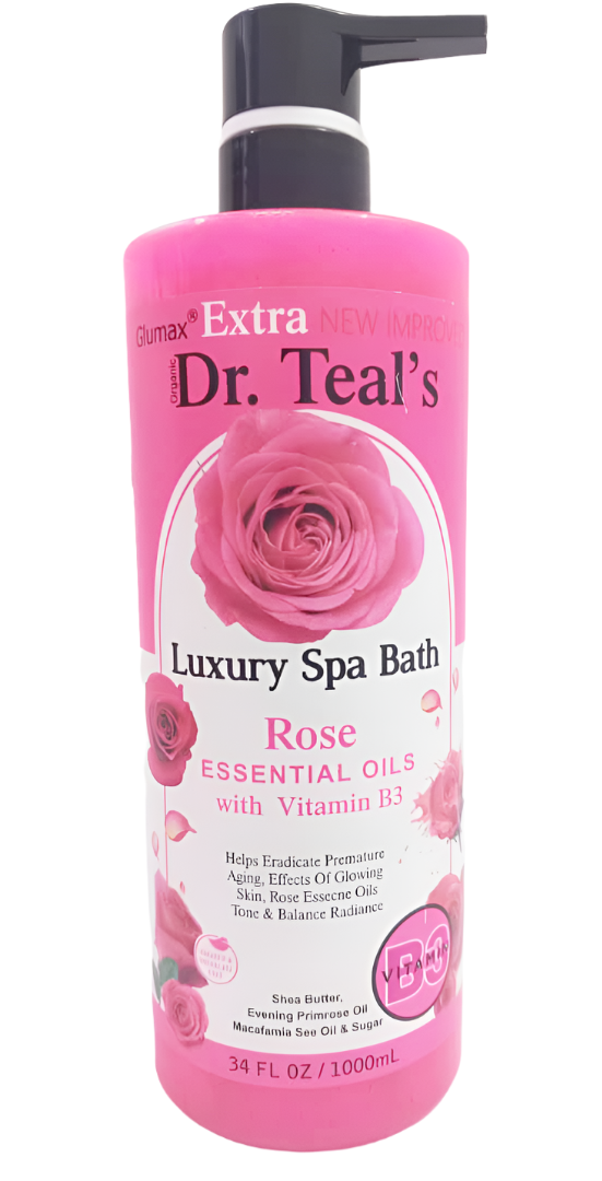 Doctor Teals Foaming Luxury Spa Bath (Rose Essential Oils With Vitamin B3) 34fl.OZ, 1000ML | BLM4c