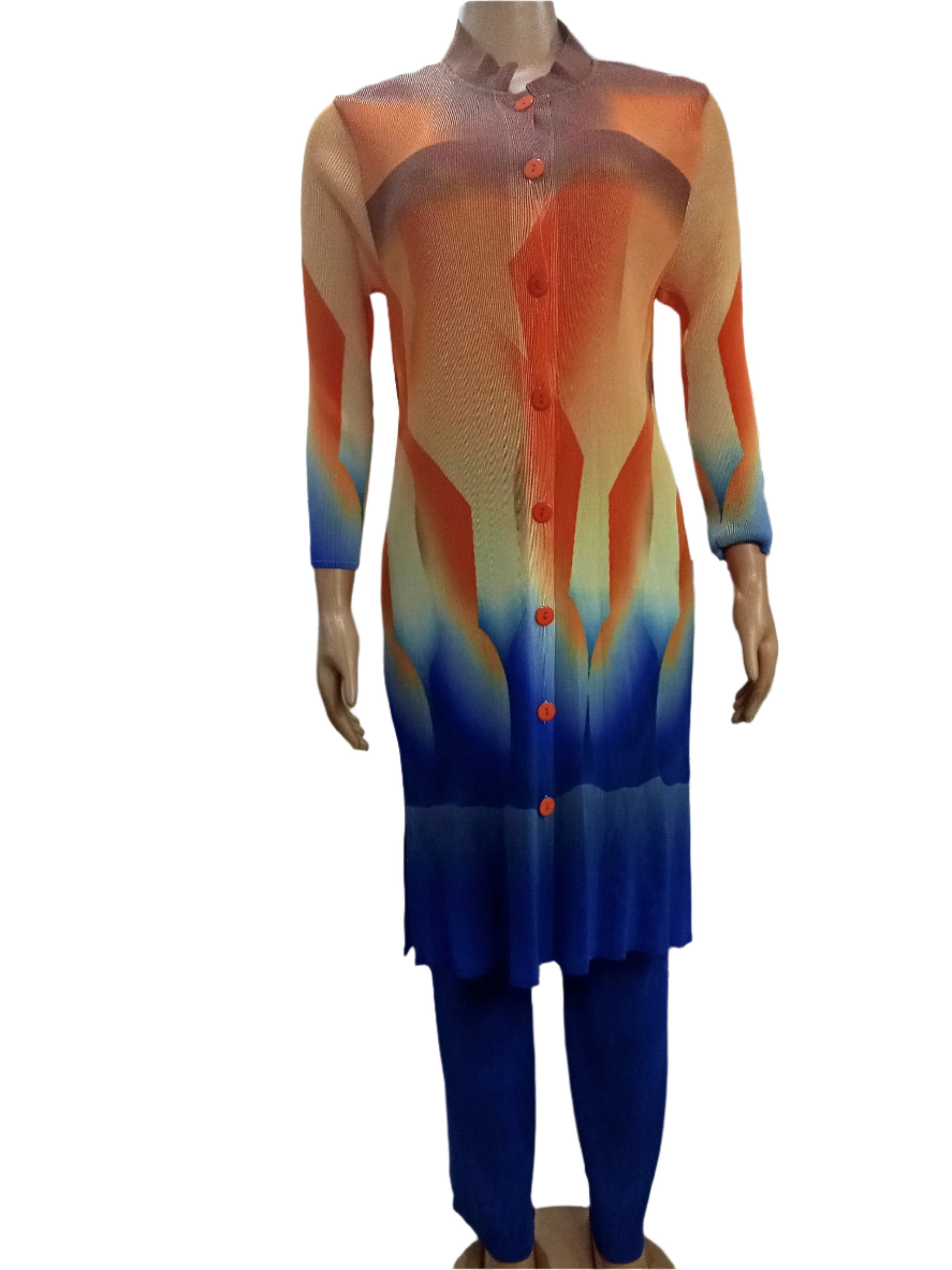 Trendy Turkey Abaya Matching Set (Shirt and Pants) Free size, Black and Blue | MBE4b