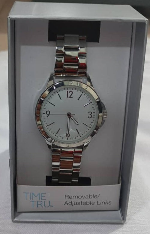 Time and Tru Metal Band Watch, Unisex Silver (With Adjustable Links) | BGLT6
