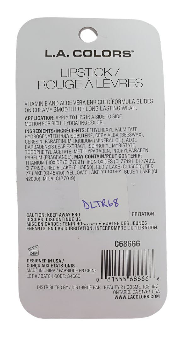LA Colors Lipstick Creamy Finish (C68666 Sway) | DLTR68
