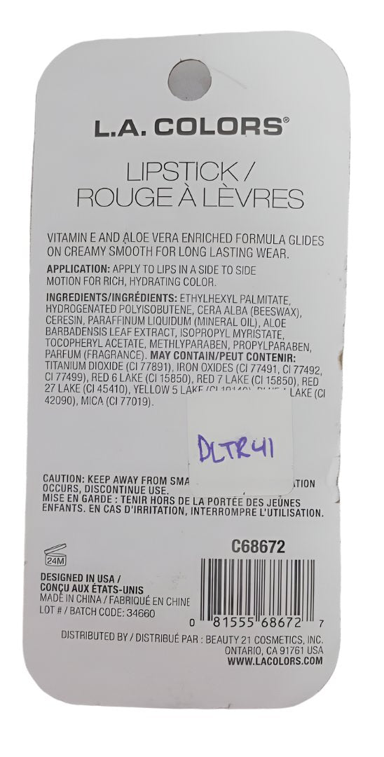 LA Colors Lipstick Creamy Finish (C68672 Natural Shine) | DLTR41
