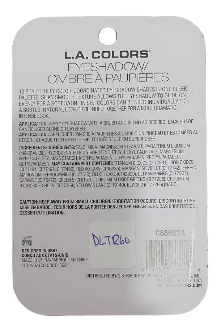 LA Colors Eyeshadow, 12 Colors Kit (In Vogue C686382A) | DLTR60