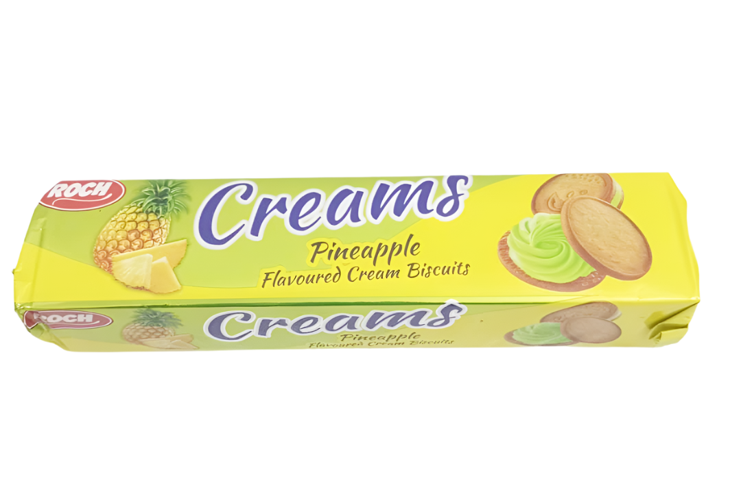 Roch Creams Pineapple Flavoured Cream Biscuits, Green |GMP14c