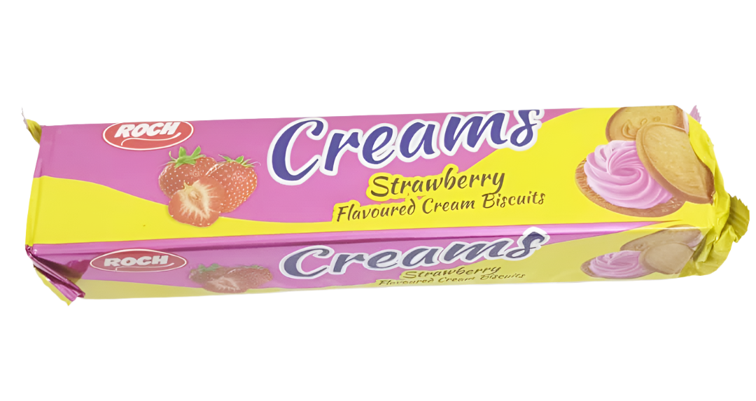 Roch Creams Strawberry Flavoured Cream Biscuits, Blue |GMP14d