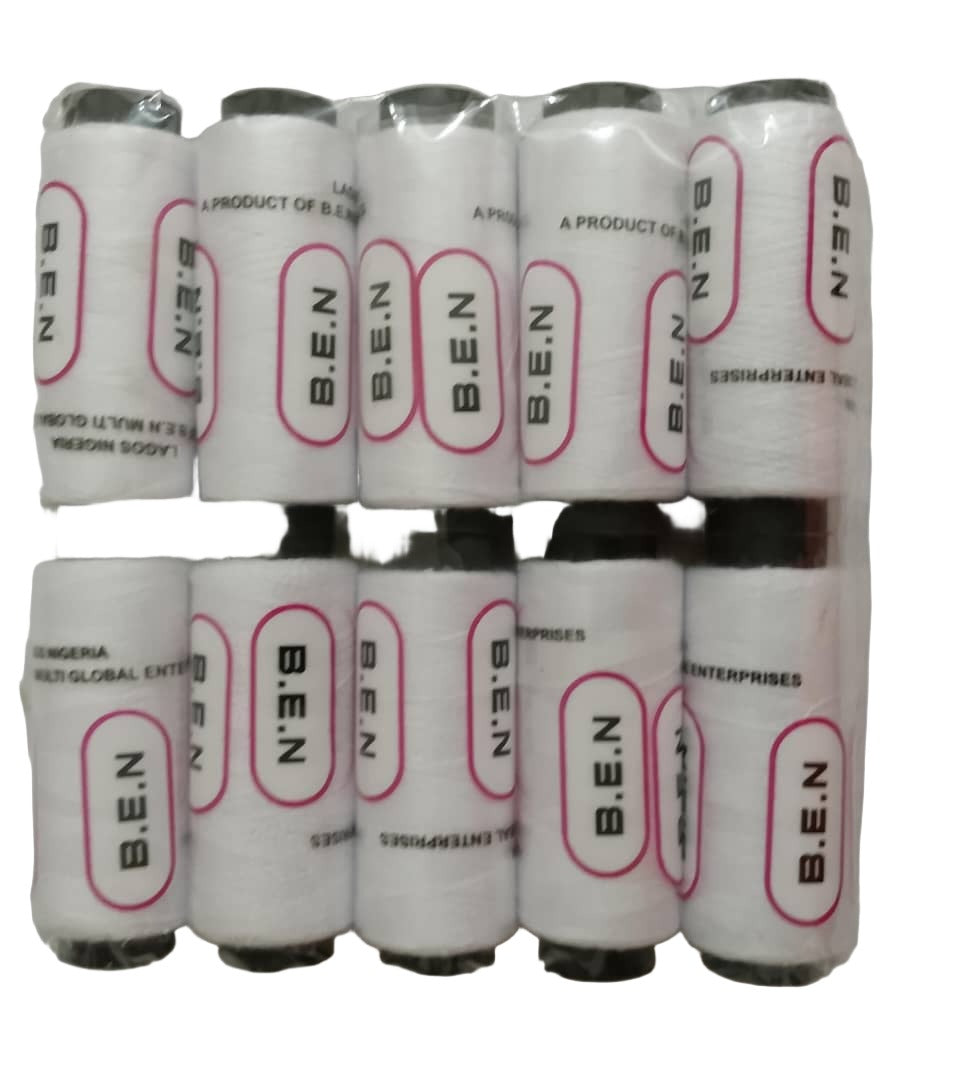 High Quality Sewing Thread, Pack Of 10, White | OVY3b