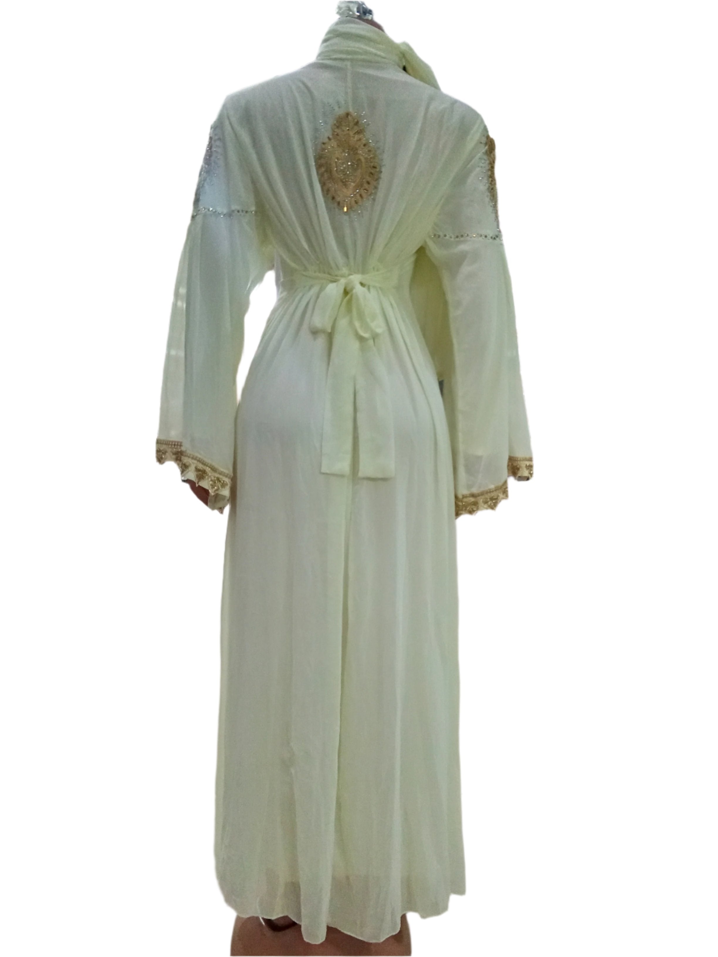 ClassyTurkey Abaya Gown (Dress) Free Size, White | MBE1a